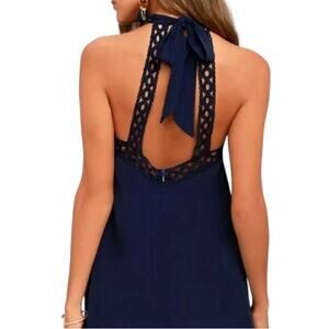 Lulus open back lace halter dress in navy